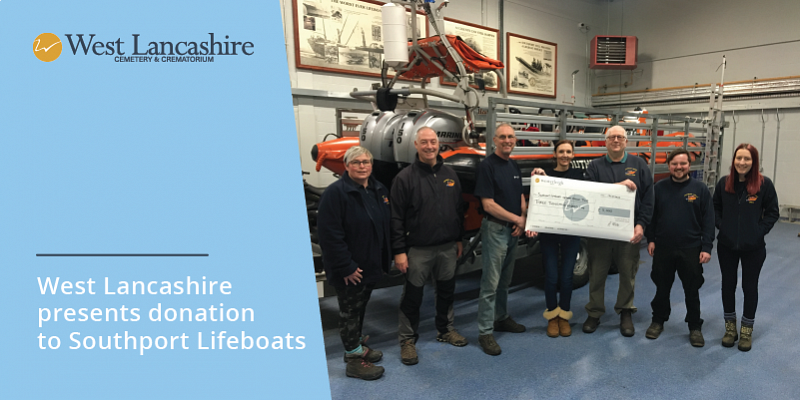 West Lancashire Crematorium presents donation to Southport Lifeboats